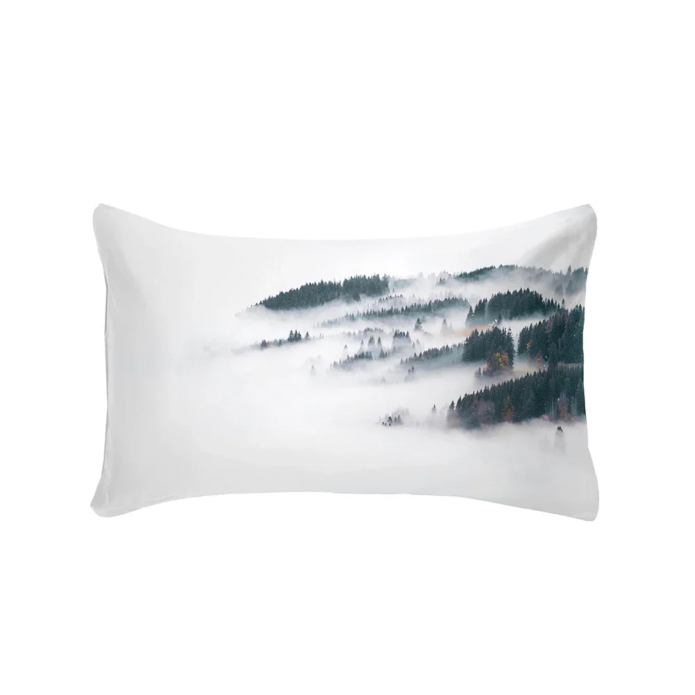 Ink Painting Pattern Duvet Cover Set 220x240 Elegant Soft Quilt 220x260 With Pillowcase White Flat Sheet Bedding