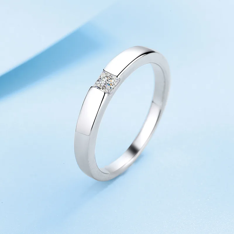 Фото HTOTOH 0,3 Ct D принцесса 18K покрытое белым золотом 925 серебро Муассанит кольцо Grilfriend женщина подарок символ любви женщина девушка подарок №2