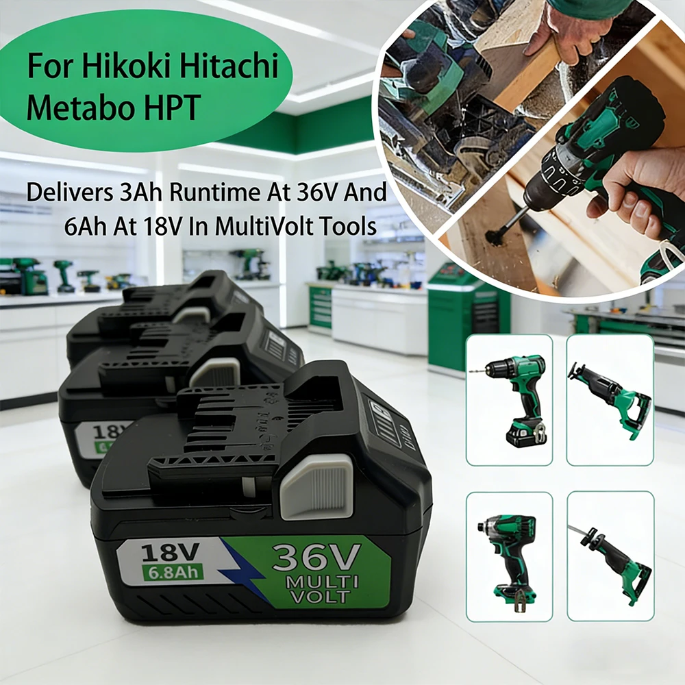 Фото Аккумулятор 36В/18В 6.8Ач для Hitachi HiKOKI BSL1840 BSL1860 DS18DSL C18DSL - Высокая мощность и длительное время работы для многофункциональных инструментов №1