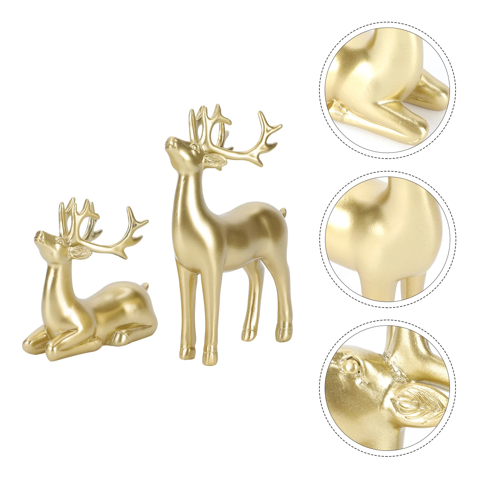 

2Pcs Resin Xmas Deer Decoration Simple Style Ornament Desktop Deer Ornament