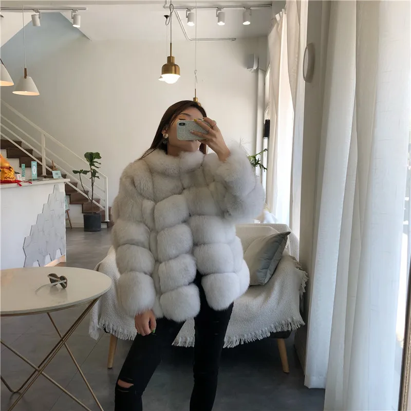 Women Winter Fashion Thick Faux Fox Fur Coats Medium Long Artificial Fox Fur Jacket Pink Woman Warm Fake Fox Fur Coats Female