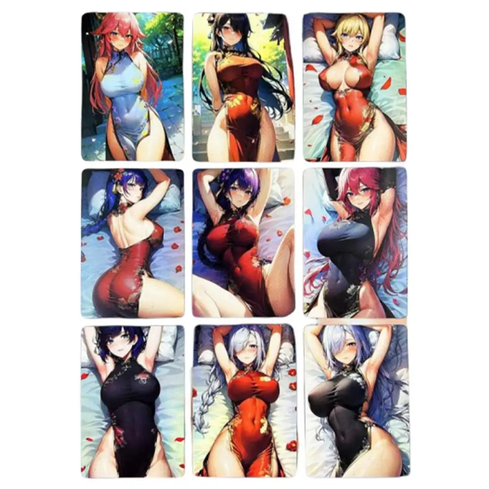 

9 шт./компл. Genshin Impact Keqing Rosaria Cheongsam выбор Сделай Сам преломляющий композитный процесс цветная вспышка Игра карточка коллекционная игрушка