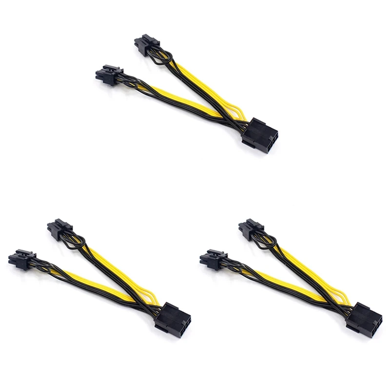 

3X EPS ЦП 8-контактный 2-портовый Pcie 8Pin двойной PCI-E 6 + 2-контактный Y-разветвитель для майнинга GPU видеокарта Кабель питания Шнур 18AWG