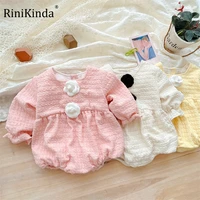 2022 autumn baby girls cute rompers cute princess long puff sleeve bodysuit two florals button kids baby jumpsuits