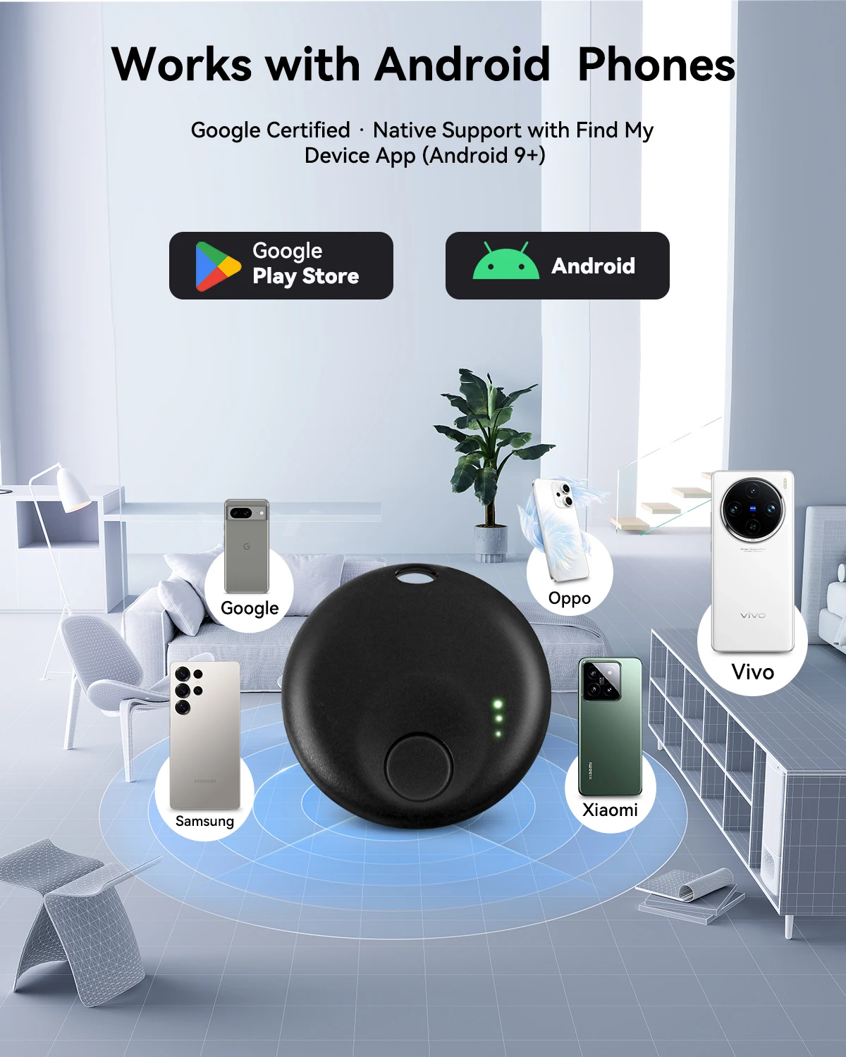 Фото Bluetooth-трекер для Android — смарт-теги 1/2/4, работает с устройством Google Find My, локатором для ключей, кошельком, багажем №5