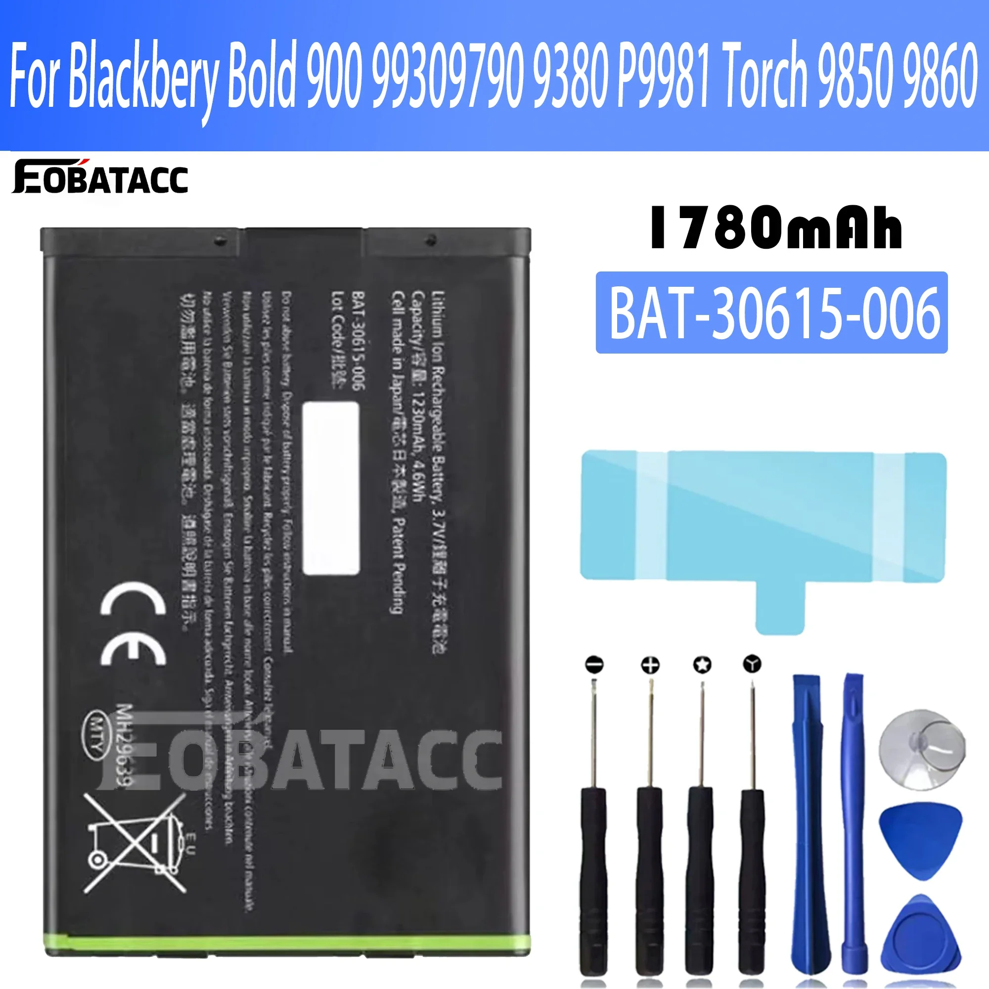 100% Новый оригинальный аккумулятор BAT-30615-006 для Blackberry Bold 9900 9930 9790 9380 P9981 фонарь 9850 9860