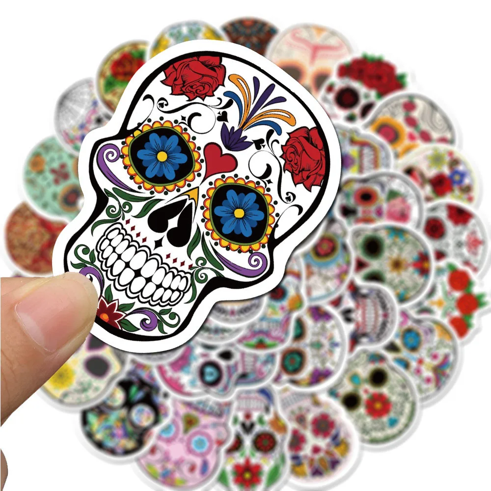10/30/50 шт. ужас мексиканский Calavera сахарный череп наклейки мультфильм скейтборд