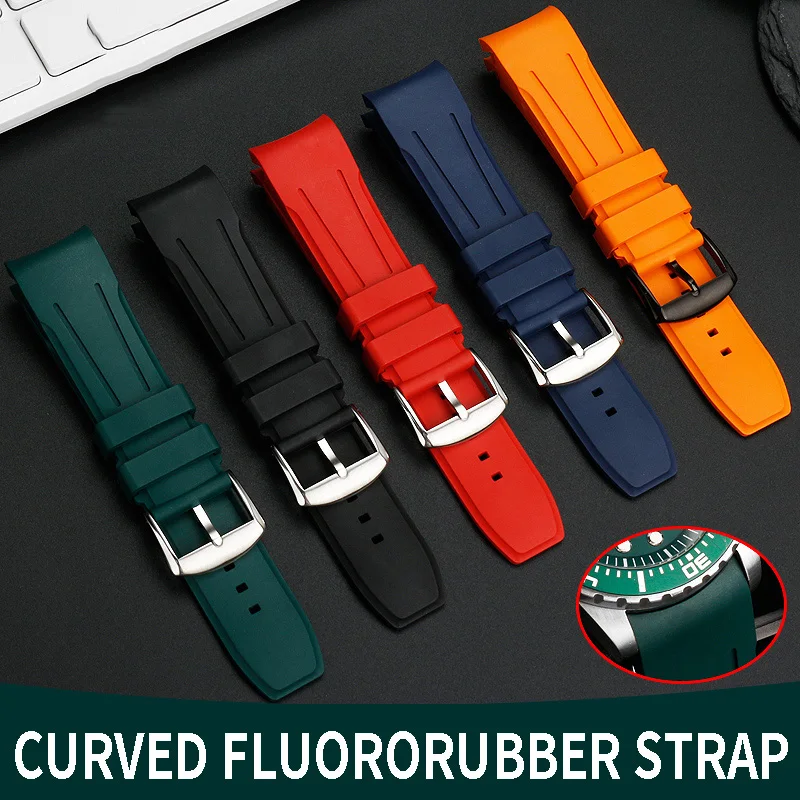 Ремешок резиновый для часов IWC Longines Mido Rolex Water Ghost Tissot Omega Arc Mouth VITON мужской браслет 20