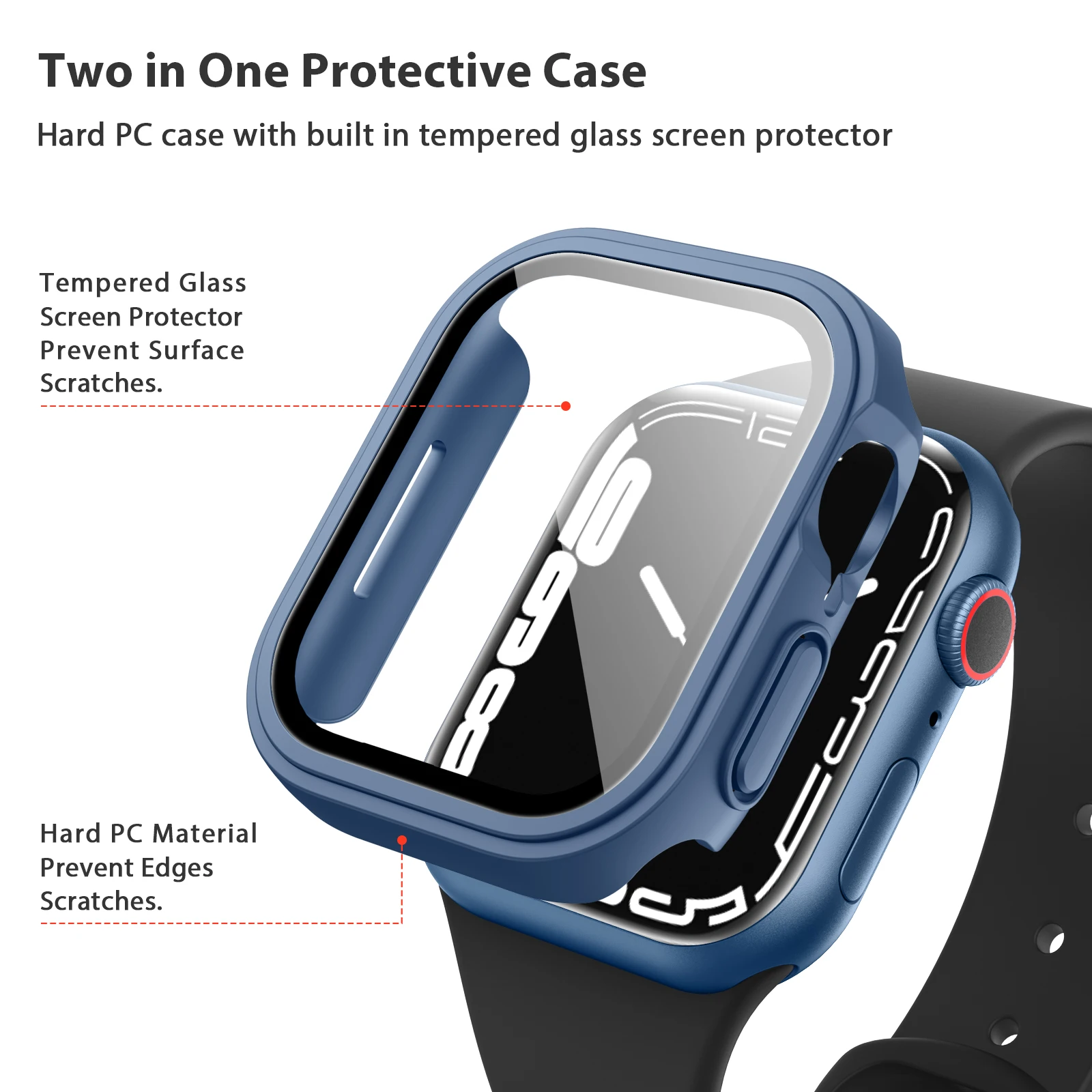 New Double Layer Protective Case For Apple Watch serise 7 6 5 4 SE Cover + Screen Protector Glass For iWatch 41mm 40mm 44mm 45mm
