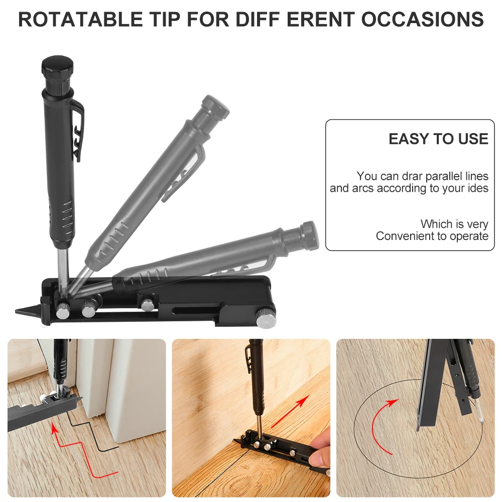 

Multi-function Scribing Tool Adjustable Aluminum Alloy Profile Scribing Ruler Contour Gauge Woodworking Compass Tool