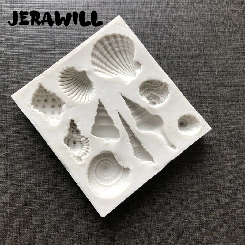 

JERAWILL DIY Lovely Shell Starfish Conch Sea Silicone Mold Fondant Cake Decorating Soap Chocolate Moulds Kitchen Baking Tool