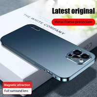 magnetic metal alloy phone case for iphone 13 12 11 pro max case shockproof matte ultrathin cover funda for iphone 13 pro case