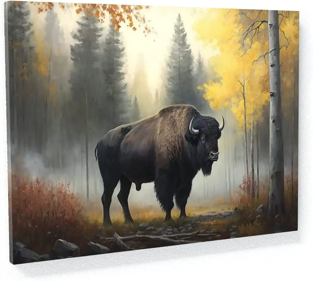 

Плакат с изображением Bison Sense, настенная роспись, художественное украшение, современная живопись, забавный декор для домашней комнаты, винта...