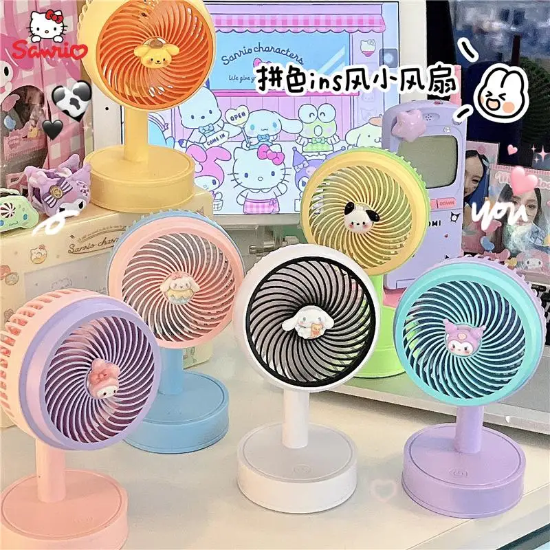 

Kawaii Sanrio маленький веер Cinnamoroll Kuromi моя мелодия мультфильм милые студенты летний Настольный маленький веер офисный Настольный веер подарок для детей