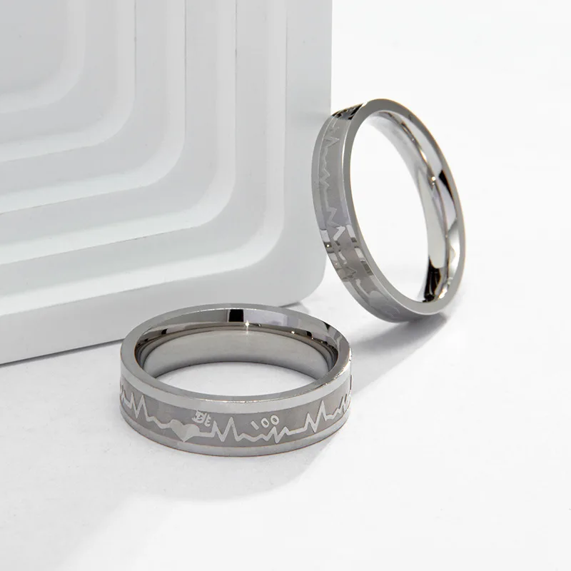 Лидер продаж новое кольцо из нержавеющей стали с электрокардиограмой