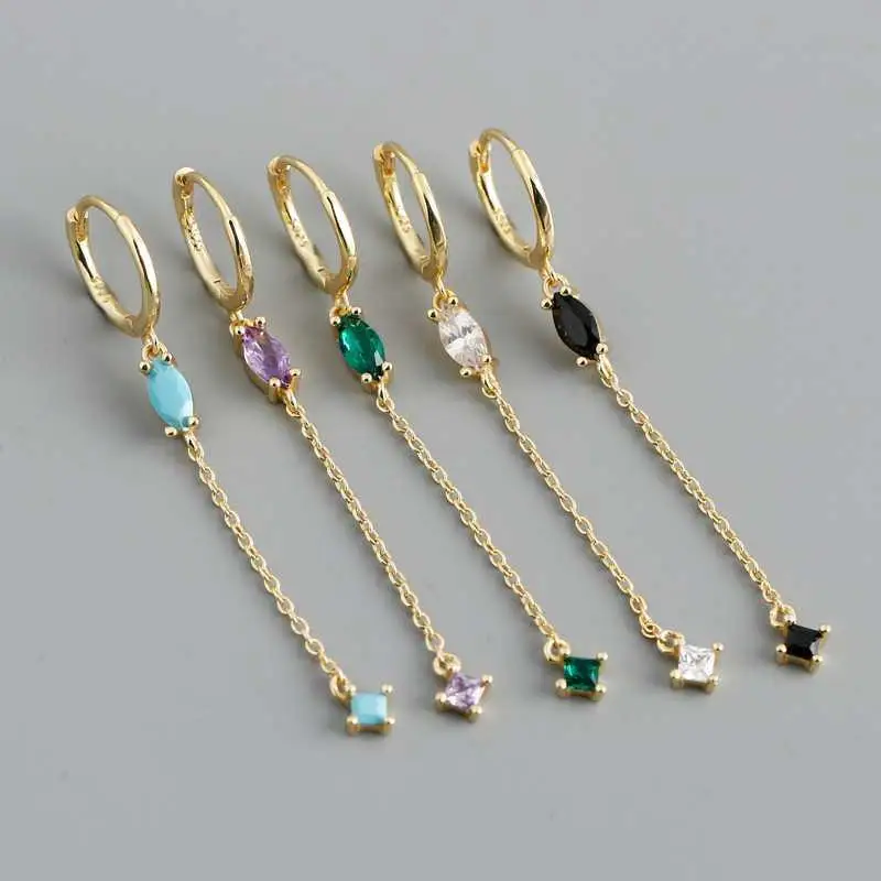 

Bohemian Piercing Colorful Zircon Tassel Earrings for Women Ear Loops Fashion Jewelry Mujer Pendiente Ins Same Earing Party Gift