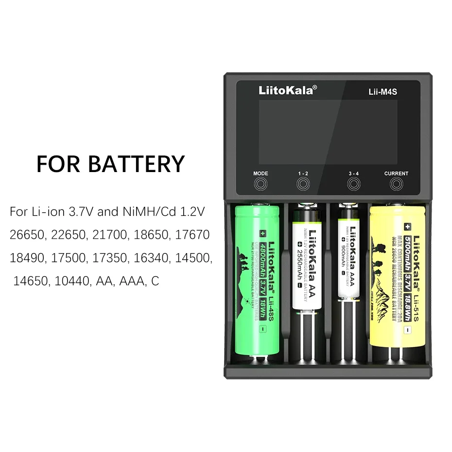 Многофункциональное зарядное устройство LiitoKala Lii-M4S для 3 7 В 1 2 18650 26650 21700 14500 18350 AA C