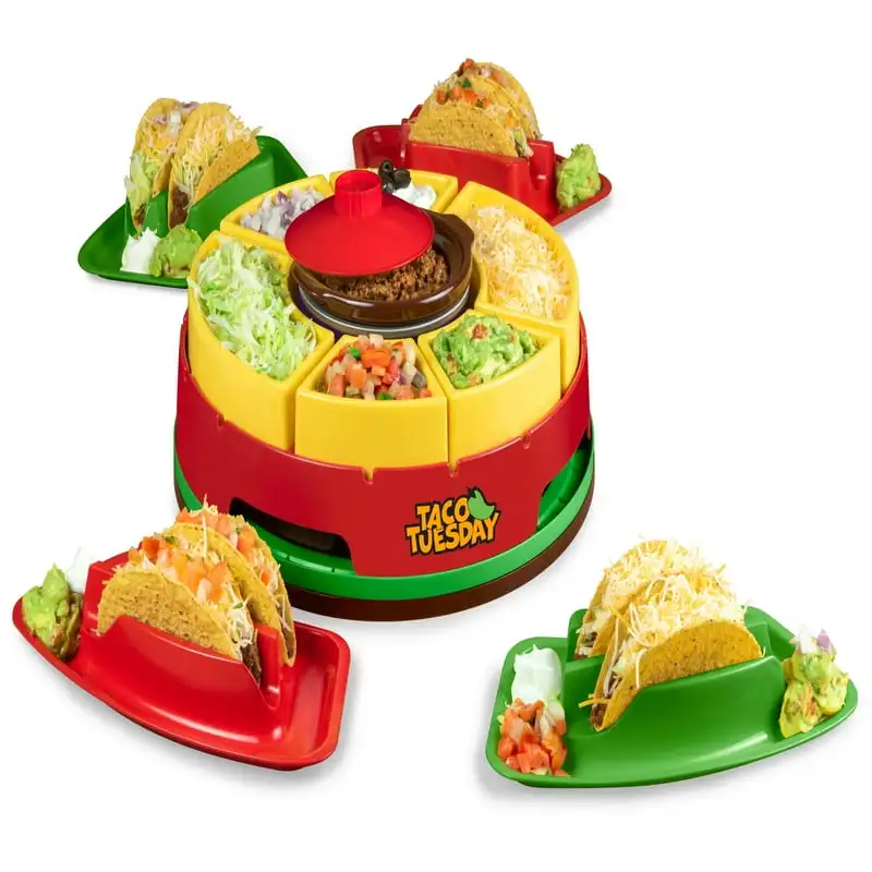 

Lazy Susan Taco Bar with 20-Oz. Warming Pot, Includes 4 Taco Holders