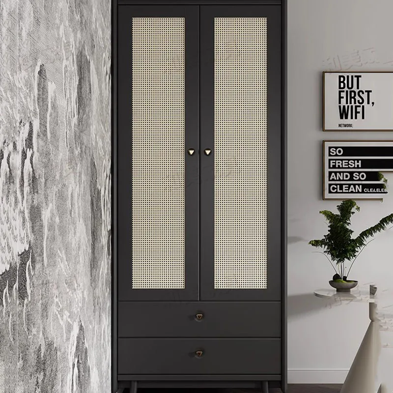 Полноразмерный скандинавский гардероб рубашки для спальни черная полка