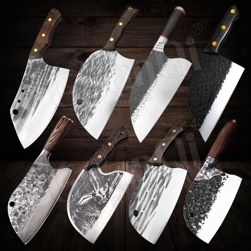 

Кованый нож мясника 5CR15 Full Tang, кухонные ножи ручной работы из высокоуглеродистой стали с плакированным покрытием, мясницкий нож для нарезки, нож для готовки