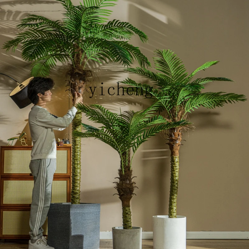 Tqh Подсолнечник Пальма зеленое растение искусственные деревья горшок для