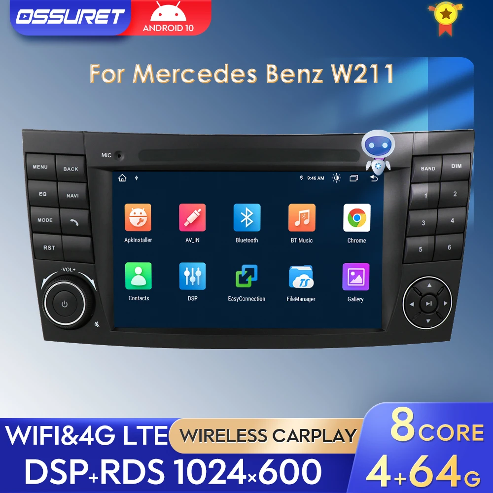RDS Android 10 автомобильный радиоприемник стерео экран плеер для Benz E-Class W211 2002-2009
