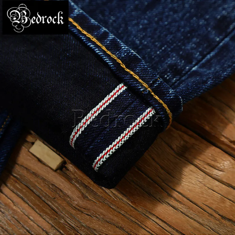 MBBCAR 16oz high quality featured double dyed thick selvedge jeans men vintage heavy raw denim one wash straight leg jeans 7393