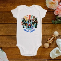 vacation disney mickey mouse creative baby clothes blue recliner colorful print white comfortable simple style girl boy jumpsuit