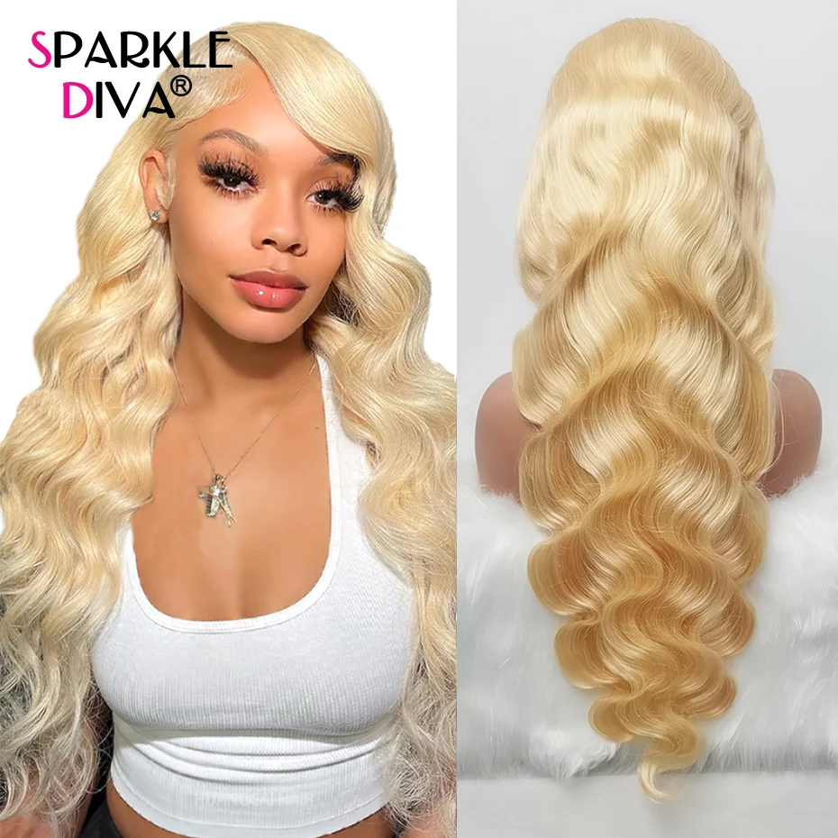 36 38 Inch Lace Frontal Wigs Body Wave 13x6 13x4 Lace Front Wig 613 Blonde Color Pre Plucked Remy Malaysian Long Human Hair