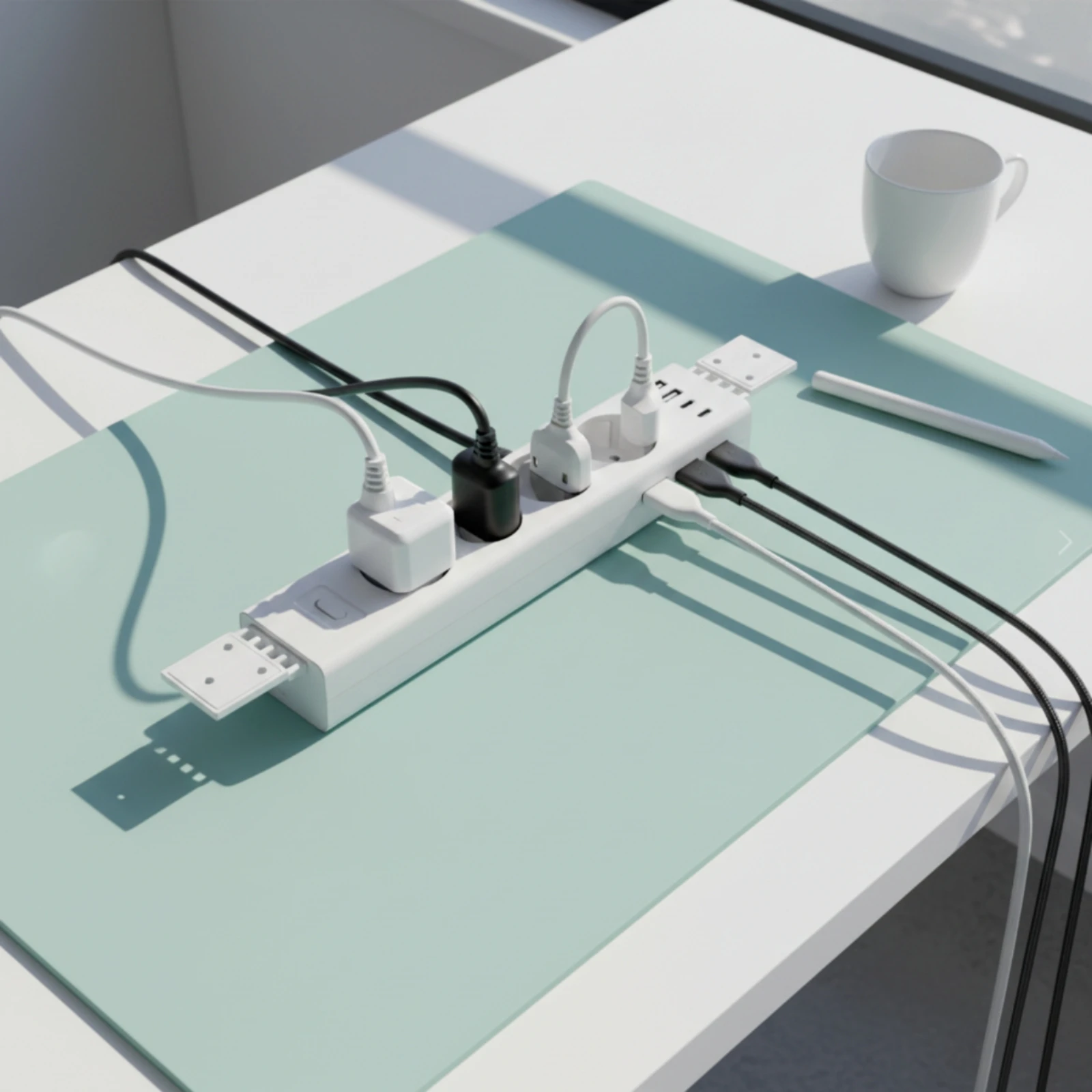Фото Ультратонкая розетка-удлинитель под стол с USB-портами для удаленной работы и офиса, экономит пространство, безопасна №4