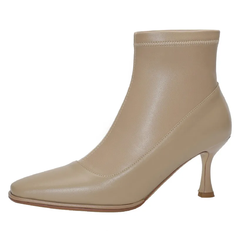 

Dilalula Classic Women Ankle Boots Autumn Winter Office Ladies Thin high Heels Genuine Leather Mature Shoes Woman 2022