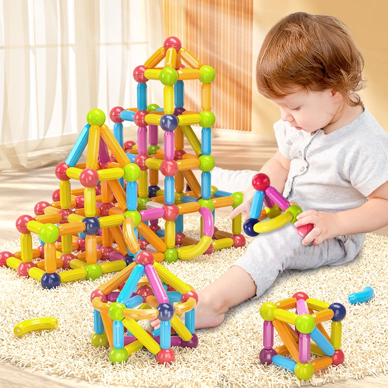 Kids Magnetic Construction Set Magnetic Balls Stick Building Blocks Montessori Educational Toys For Children Gift