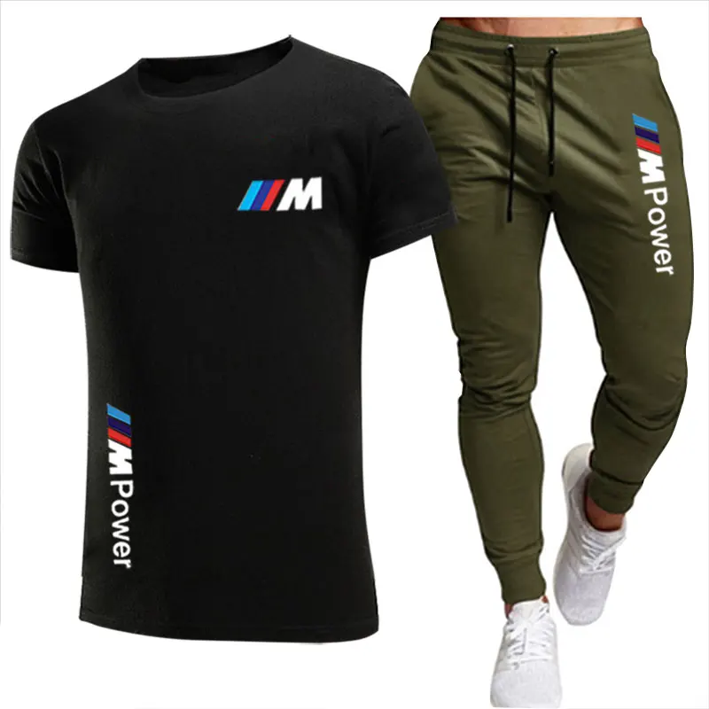2022 Brand Fashion Casual Sports Wear Summer Alphabet Print Men's jogging wear Fitness wear T-shirt+pants 2 sets