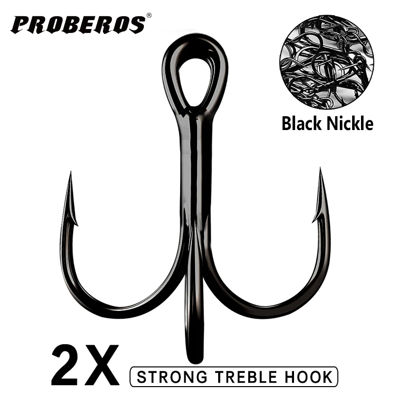 

50pcs/lot Saltwater Fishing Hook Black Nickle Treble Hooks 1#-12# 2/0#-5/0# High-Carbon Steel Fishhook High Strength Hooks