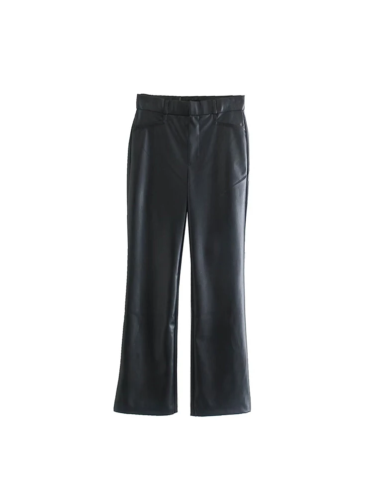 

BM&MD&ZA 7102203 Women 2022 New Fashion Small speakers imitation leather bottoming Pants Vintage Female Trousers Mujer 7102/203
