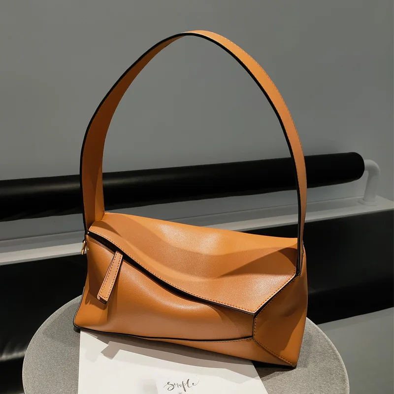 

JOY New Rhombus Geometric Bag Leather Fashion Stitching Hand-held Shoulder Bag Leather Large Capacity Ladies Handbag