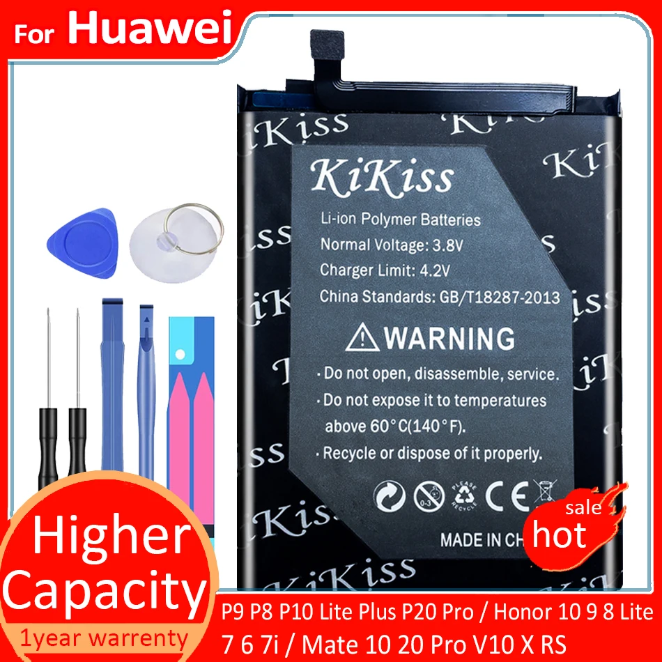 

Battery For Huawei P9 P8 P10 Lite Plus P20 Pro Honor 10 9 8 Lite 7 6 7i Mate 10 20 Pro V10 X RS HB366498ECW Replacement Bateria