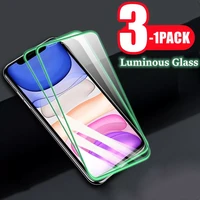 321pcs new luminous glass screen protector for iphone 13 12 11 pro max glowing tempered glass film on iphone xr x 6 7 8 plus