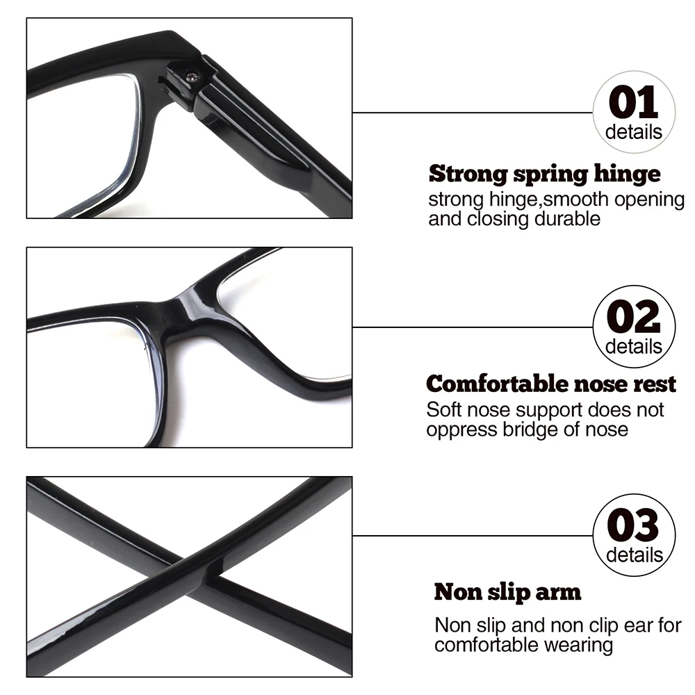 Прямоугольные очки для чтения женщин легкие высококачественные с защитой от