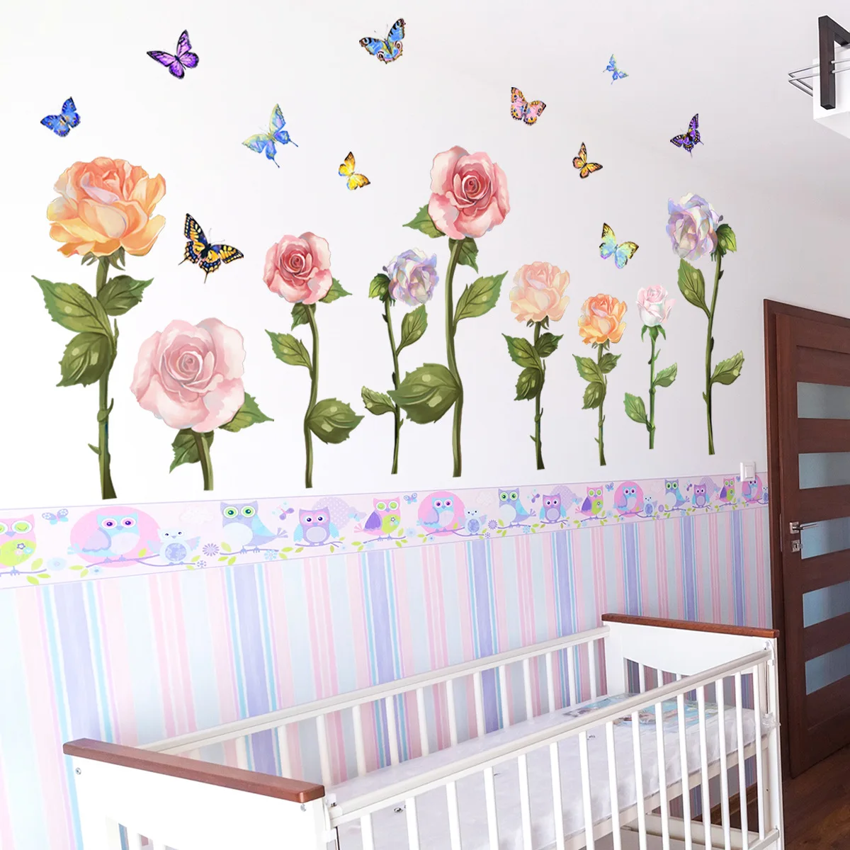 

Flower Wall Stickers Floral Plants Decor Peel Stick Bedroom Decals for Girl Living Room Botanical Art Interior Decoration