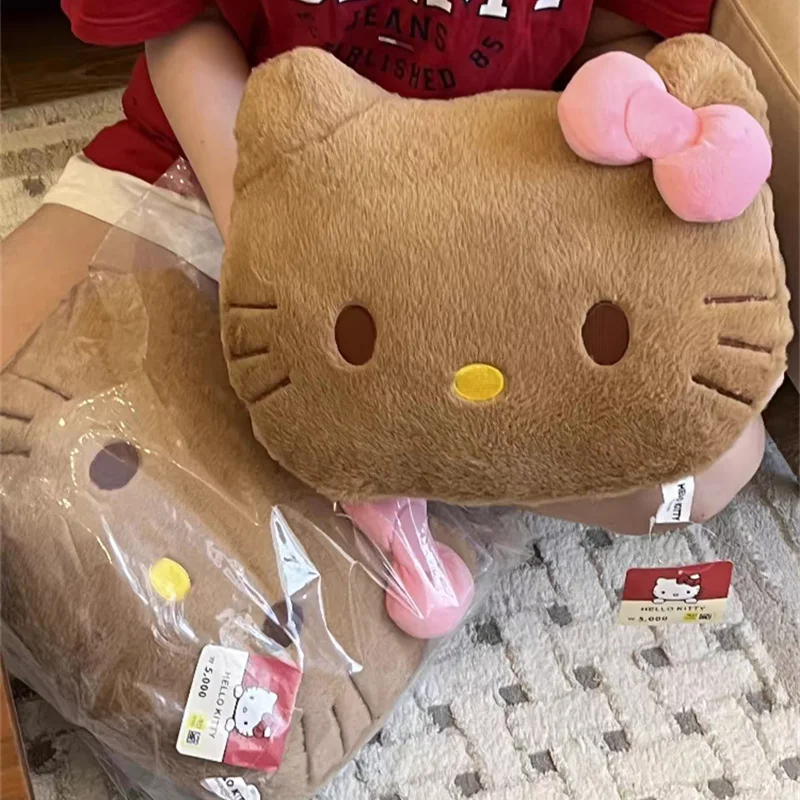 Kawaii Hello Kitty плюшевая подушка черная кожа хлопок мягкие заполненные игрушки на