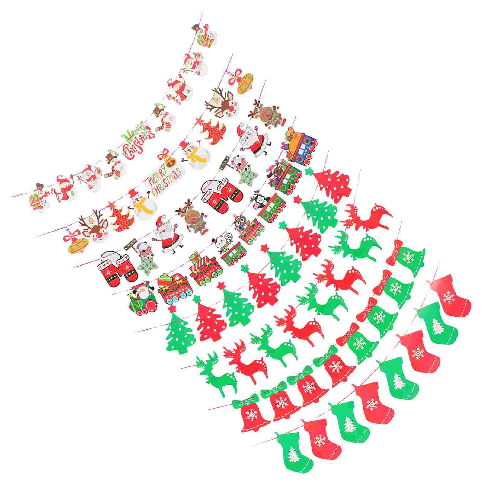 

8pcs Christmas Scene Layout Christmas Paper Flags Holiday Banner Decoration