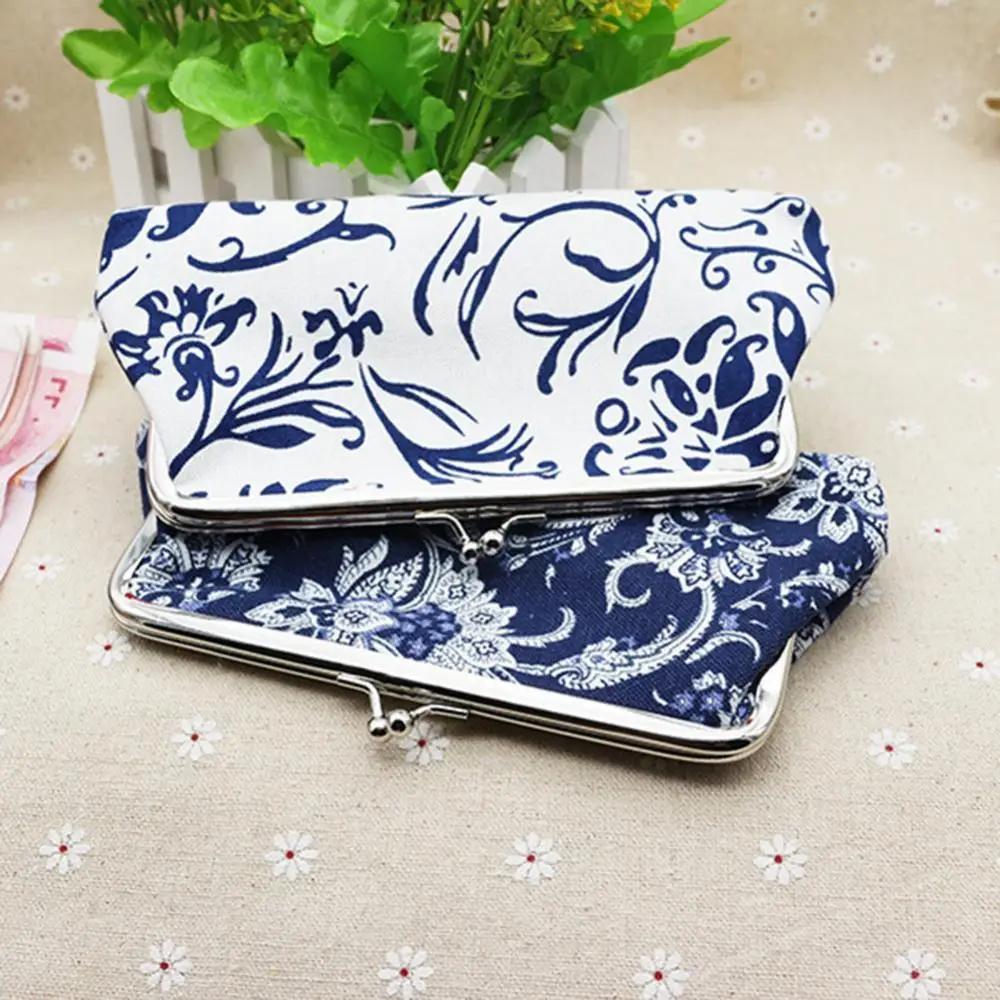 

Mini Vintage Canvas Wallet Women Rectangle Ethnic Pattern Agrafe Purse Wallets Card Holder Coin Clutch Handbag