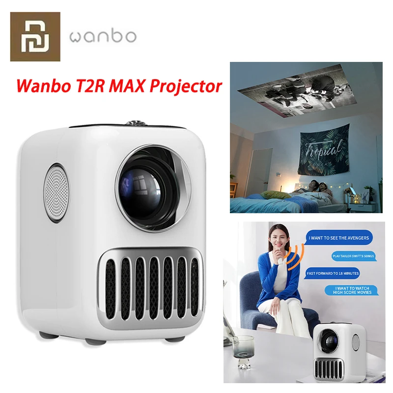 

YoupinGlobal Version Wanbo T2R MAX Projector Full HD 1080P Mini LED Portable Projector WIFI 4K 1920*1080P 2GB+16GB Voice Control
