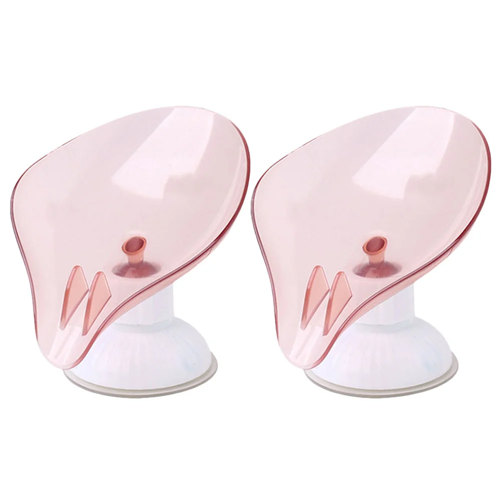 

2pcs Leaf Shaped Soap Box Suction Cup Water Draining Storage Rack Soap Holder