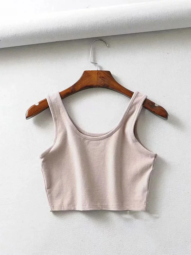 Сексуальные женские летние укороченные топы без рукавов Короткие хлопковые