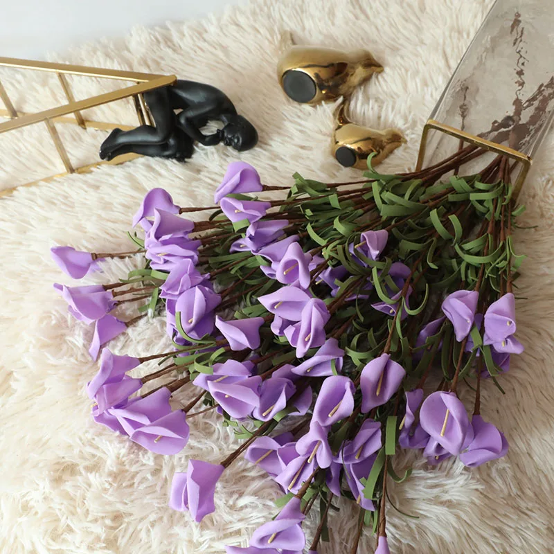 

Artificial Flower Bundle Calla Lily PE Home Pastoral Decoration Wedding Handhold Flower Plant Artificial Flower Arrangement