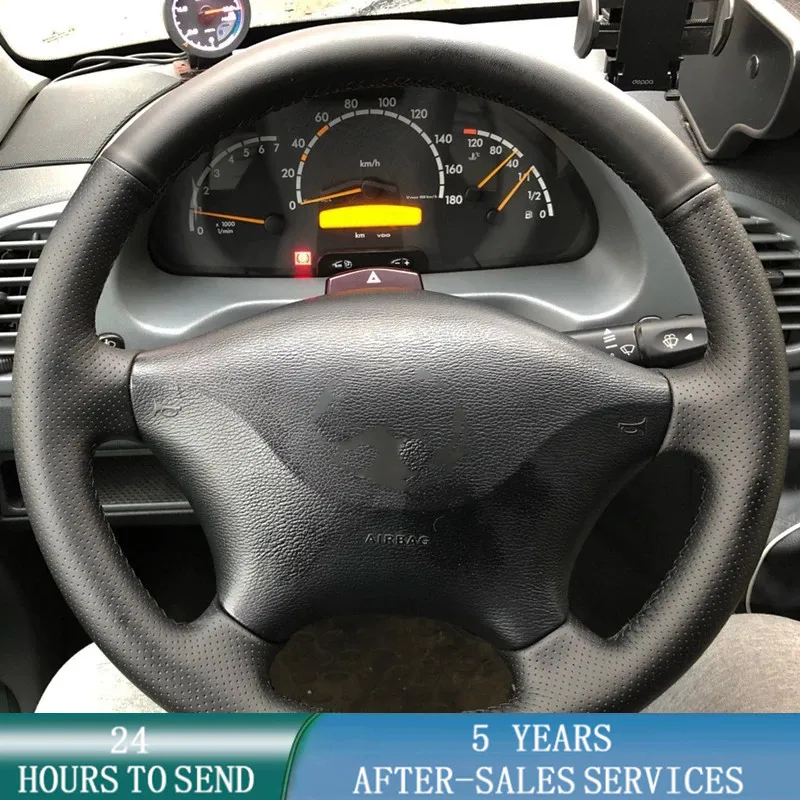 

Индивидуальный чехол на руль автомобиля, противоскользящая черная кожаная оплетка, автомобильные аксессуары для Mercedes Benz W639 Viano/Vito/VW Crafter