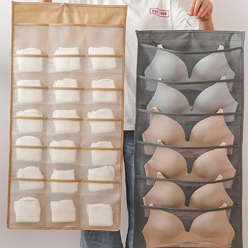 

Double Sided Underwear Hanging Organizers Storage Bag Foldable Closet Clothes Organizer Room Wardrobe Storage Bra Sock Organizer