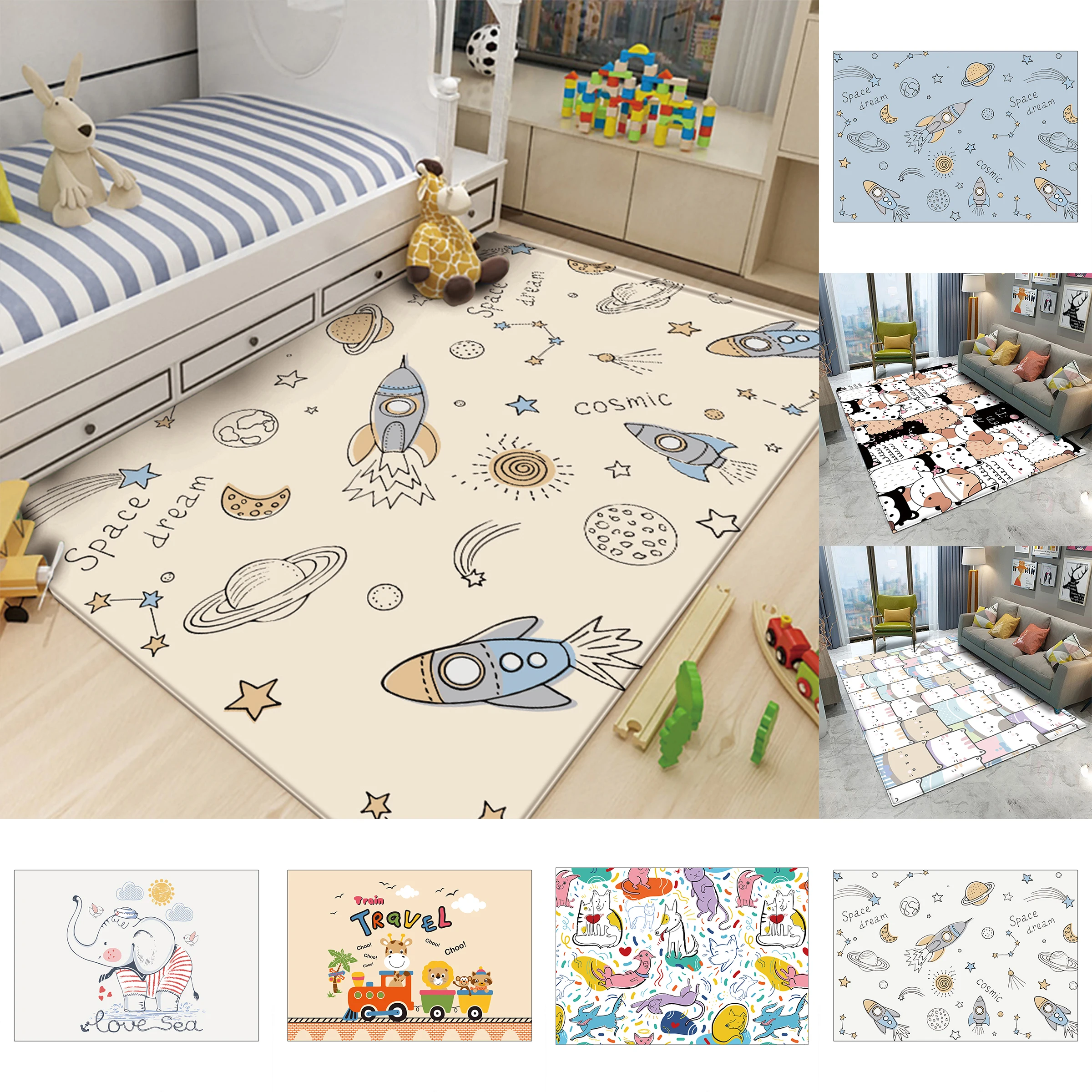 

Cartoon Baby Mat Children Flannel Carpet Non-slip Childrens Carpet Living Room Bedroom Alphanumeric Learning Game Carpet Mat Rug